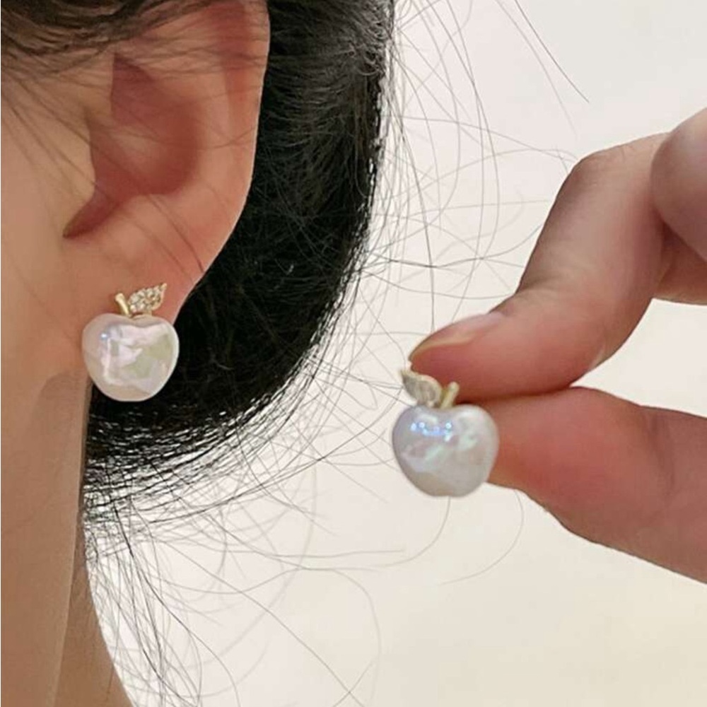 Elegant Pearl Apple Earrings